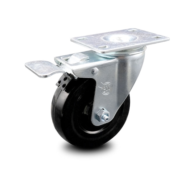 4 Inch Hard Rubber Wheel Swivel Top Plate Caster with Total Lock Brake SCC